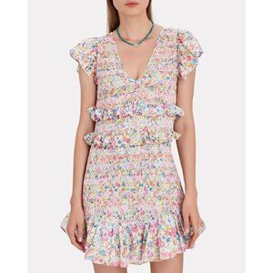 LoveShackFancy Sonora Smocked Floral Mini Dress Size Small